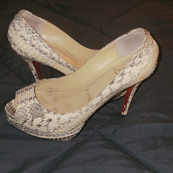 White Python "Red Bottom" Pumps - Picture 3 of 8
